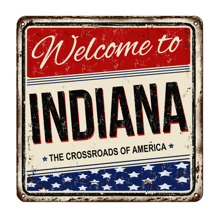 Indiana vintage rusty metal sign on a white background, vector illustrationのイラスト素材