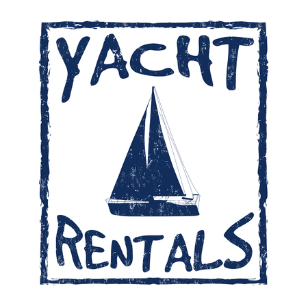 Yacht rentals sign or stamp on white background, vector illustrationのイラスト素材