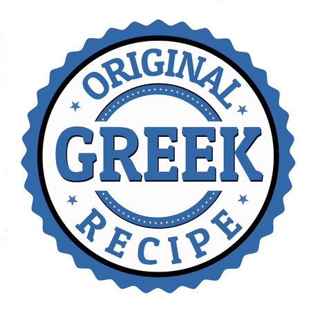 Original greek recipe label or sticker on white background, vector illustrationのイラスト素材