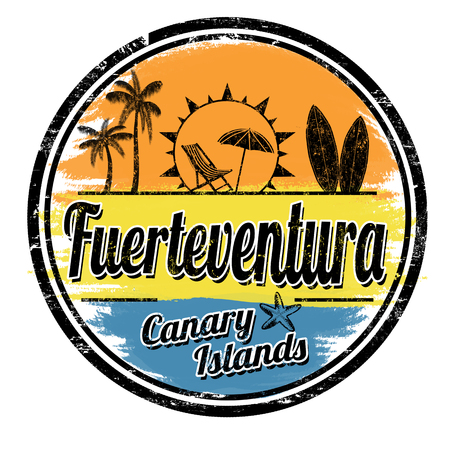 Fuerteventura grunge stamp on white background, vector illustrationのイラスト素材