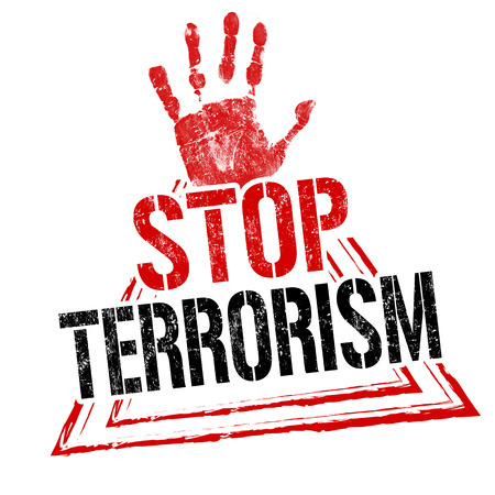 Stop terrorism grunge rubber stamp on white background, vector illustrationのイラスト素材