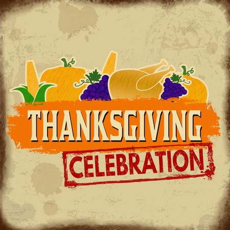 Thanksgiving celebration vintage poster design, vector illustrationのイラスト素材