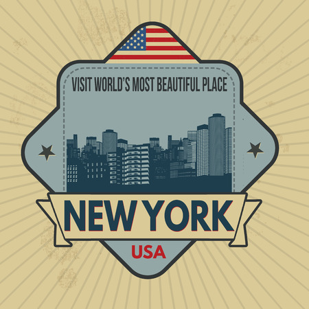 New York vintage emblem on retro style background,vector illustrationのイラスト素材