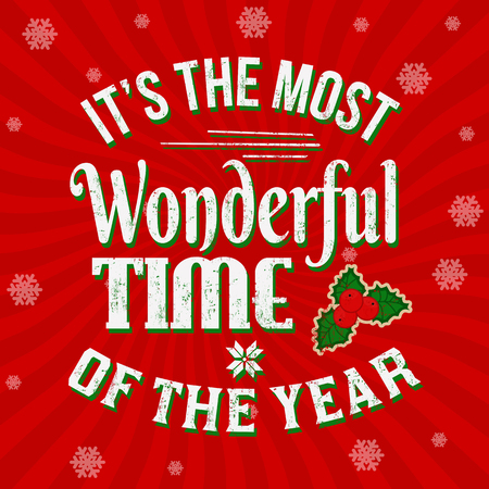 It's the most wonderful time of the year vintage greeting card or poster, vector illustrationのイラスト素材