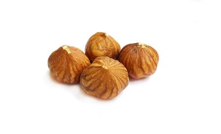 Hazelnuts on white backgroundの写真素材