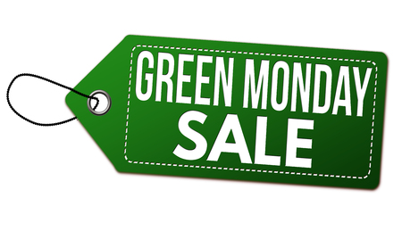 Green monday sale  label or price tag on white background, vector illustrationのイラスト素材