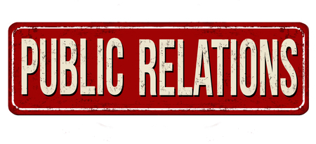 Public relations vintage rusty metal sign on a white background, vector illustrationのイラスト素材
