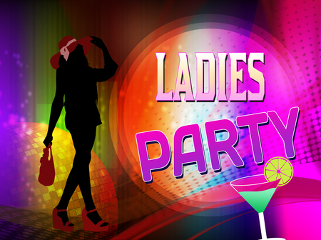 Girls party poster or flyer on abstract background, vector illustrationのイラスト素材