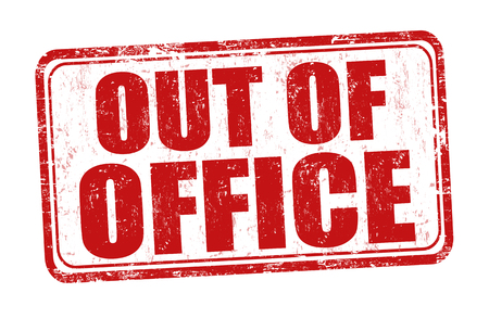 Out of office grunge rubber stamp on white background, vector illustrationのイラスト素材