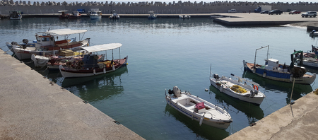 Agiokampos, Greece - August 31, 2018: Beautiful port of the village Agiokampos in Larissa, Greece