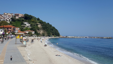 Agios Ioannis, Pelion, Greece - September 3, 2018: Beautiful view of village and beach at Agios Ioannis, Pelion, Greeceのeditorial素材