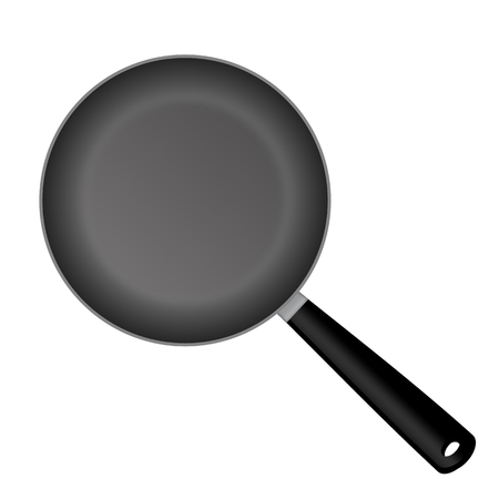 Vector realistic empty frying pan, top view isolated on white backgroundのイラスト素材