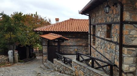 Traditional stone houses at Palaios Panteleimonas village, Pieria, Greece