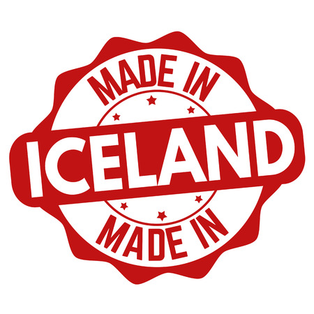 Made in Iceland sign or stamp on white background, vector illustrationのイラスト素材