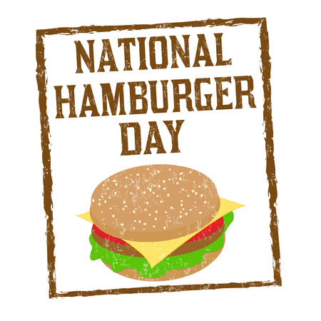 National hamburger day sign or stamp on white background, vector illustrationのイラスト素材
