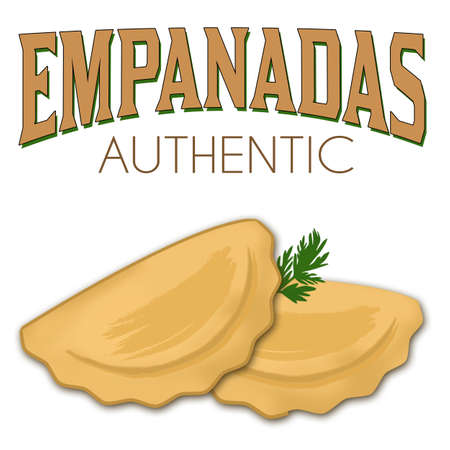 Two empanadas on a white background, vector illustrationのイラスト素材
