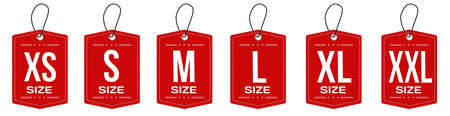 Collection of clothing size labels or price tags on white background, vector illustrationのイラスト素材