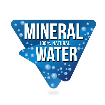 Mineral water label or sticker on white background, vector illustrationのイラスト素材