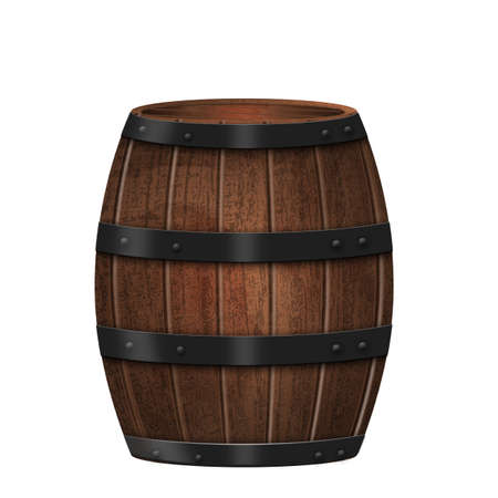 A vintage wooden barrel isolated on white background, vector illustrationのイラスト素材