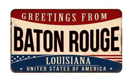 Greetings from Baton Rouge vintage rusty metal sign on a white background, vector illustrationのイラスト素材