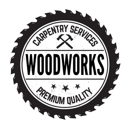 Woodworks grunge rubber stamp on white background, vector illustrationのイラスト素材