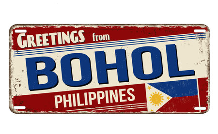 Greetings from Bohol vintage rusty metal sign on a white background, vector illustrationのイラスト素材