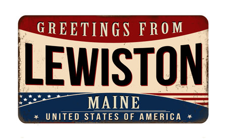 Greetings from Lewiston  vintage rusty metal sign on a white background, vector illustrationのイラスト素材