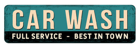 Car wash vintage rusty metal sign on a white background, vector illustrationのイラスト素材