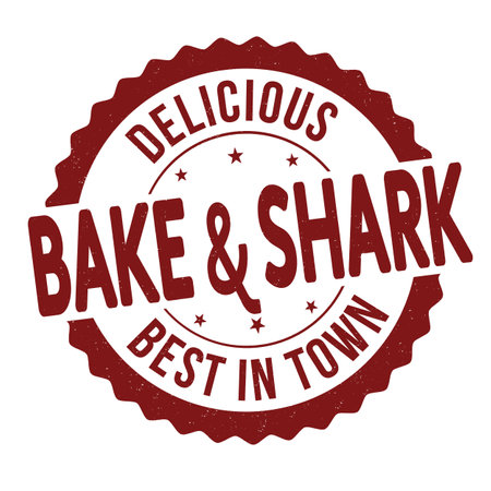 Bake and Shark grunge rubber stamp on white background, vector illustrationのイラスト素材