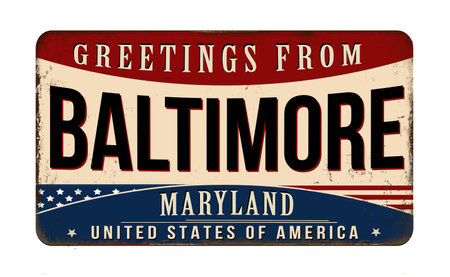 Greetings from Baltimore vintage rusty metal sign on a white background, vector illustrationのイラスト素材