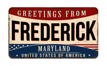Greetings from Frederick vintage rusty metal sign on a white background, vector illustrationのイラスト素材