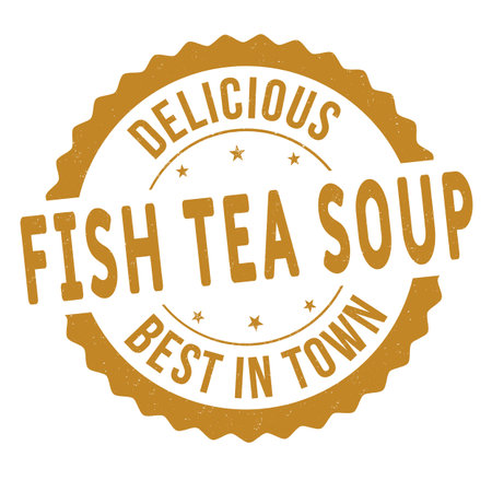 Fish tea soup grunge rubber stamp on white background, vector illustrationのイラスト素材