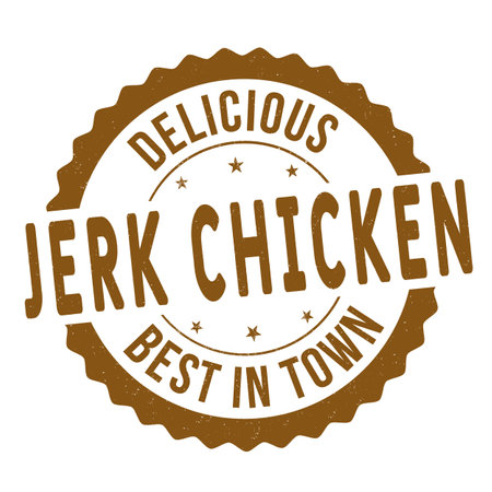 Jerk chicken grunge rubber stamp on white background, vector illustrationのイラスト素材