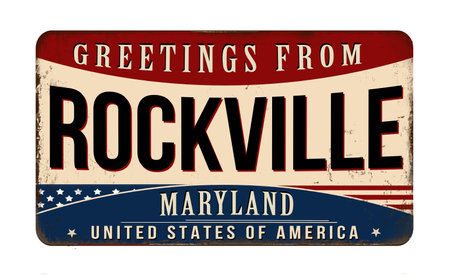 Greetings from Rockville vintage rusty metal sign on a white background, vector illustrationのイラスト素材