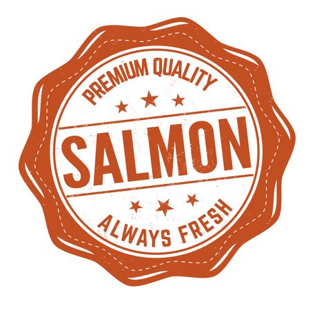 Salmon grunge rubber stamp on white background, vector illustrationのイラスト素材