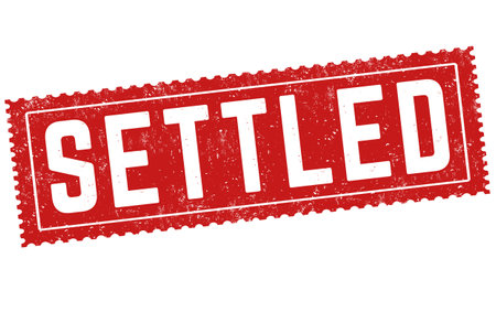 Settled grunge rubber stamp on white background, vector illustrationのイラスト素材