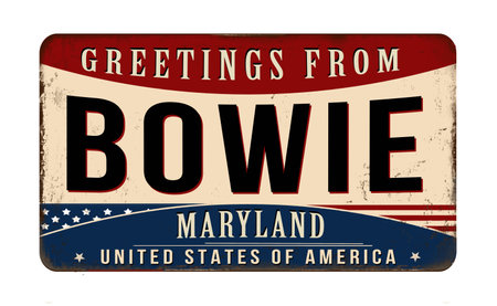 Greetings from Bowie vintage rusty metal sign on a white background, vector illustrationのイラスト素材
