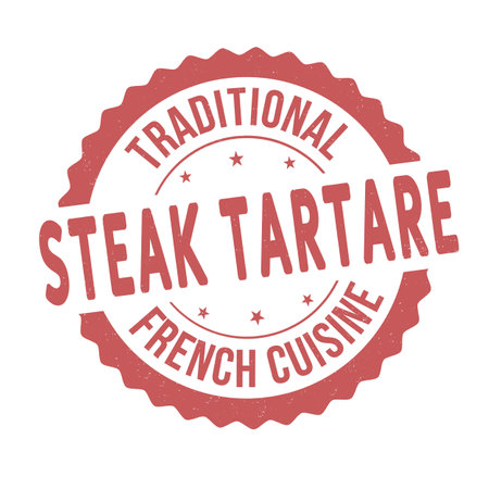 Steak tartare grunge rubber stamp on white background, vector illustrationのイラスト素材