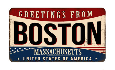 Greetings from Boston vintage rusty metal sign on a white background, vector illustrationのイラスト素材