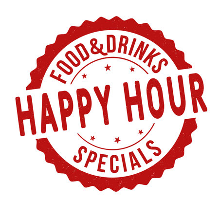 Happy hour grunge rubber stamp on white background, vector illustrationのイラスト素材
