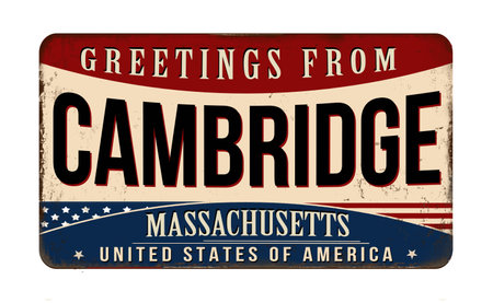 Greetings from Cambridge vintage rusty metal sign on a white background, vector illustrationのイラスト素材