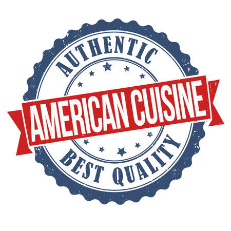 American cuisine grunge rubber stamp on white background, vector illustrationのイラスト素材