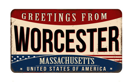 Greetings from Worcester vintage rusty metal sign on a white background, vector illustrationのイラスト素材