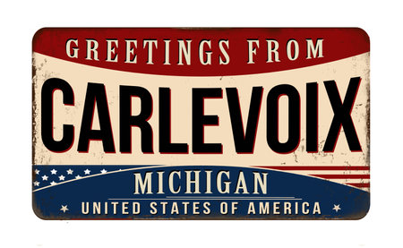 Greetings from Carlevoix vintage rusty metal sign on a white background, vector illustrationのイラスト素材