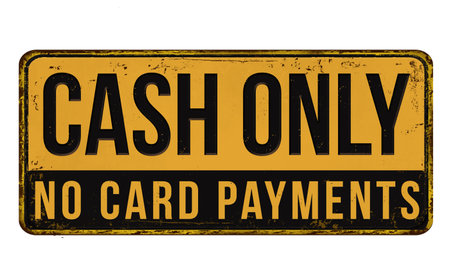Cash only vintage rusty metal sign on a white background, vector illustrationのイラスト素材