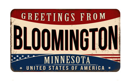 Greetings from Bloomington vintage rusty metal sign on a white background, vector illustrationのイラスト素材