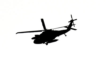 Helicopter silhouette on white background, vector illustrationのイラスト素材
