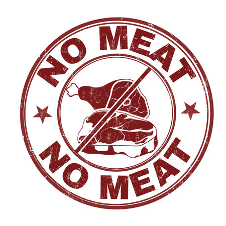 No meat grunge rubber stamp on white background, vector illustrationのイラスト素材