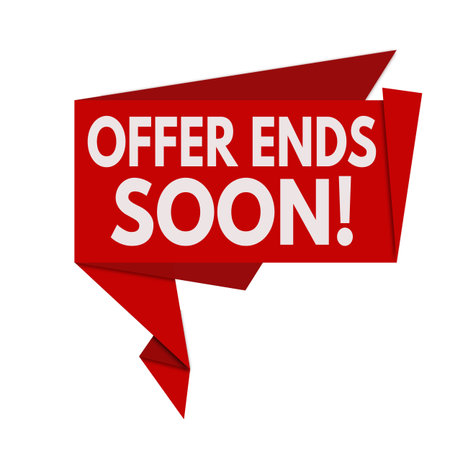 Offer ends soon origami speech bubble on white background, vector illustrationのイラスト素材