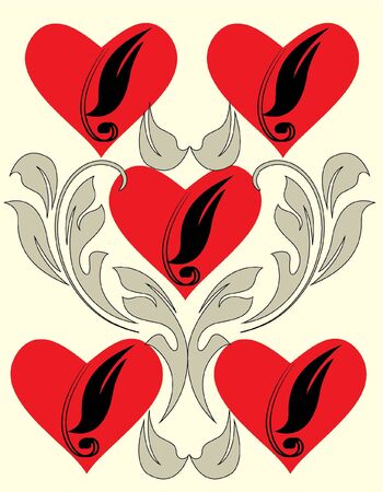 illustration with leaf and heartのイラスト素材